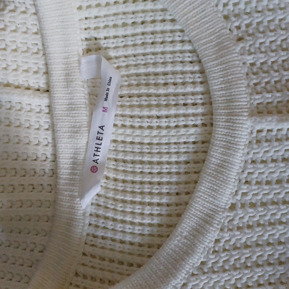 Athleta Crew Neck 3/4 lenght sleeve Sweater Off White Size M - Picture 9 of 9
